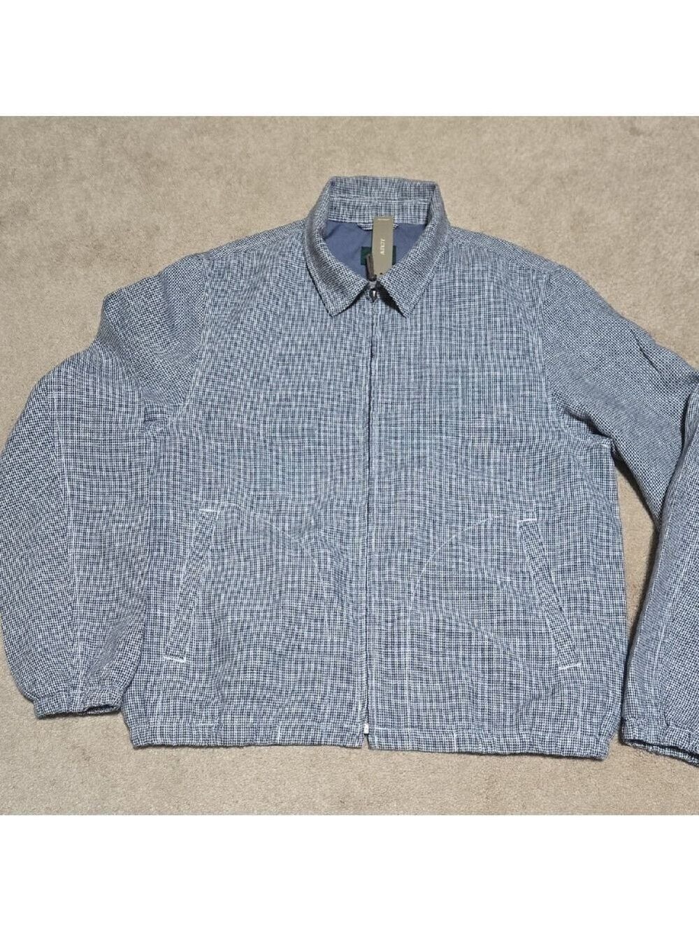 J. Crew Men's Navy Checkered Lightweight Jacket
